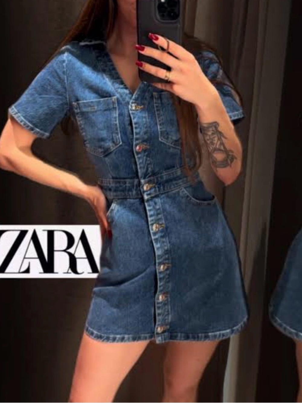 Zara Denim Mini Dress ✨🤍